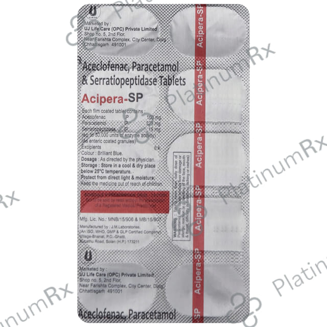 Acipera SP 100/325/15mg Tablet 10s