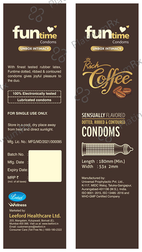 Funtime Dotted Ribbed & Contoured Rich Coffee Flavour Condom 10s