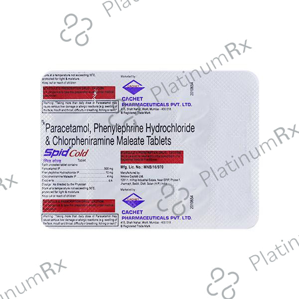 Spid Cold 500/10/4mg Tablet 10s