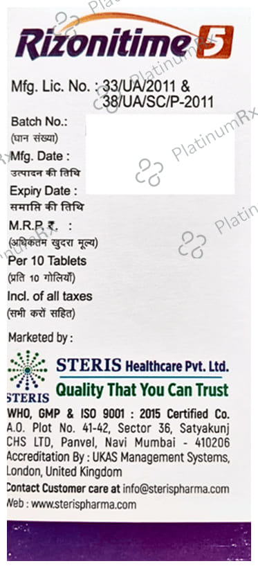 Rizonitime 5mg Disintegrating Tablet 10s