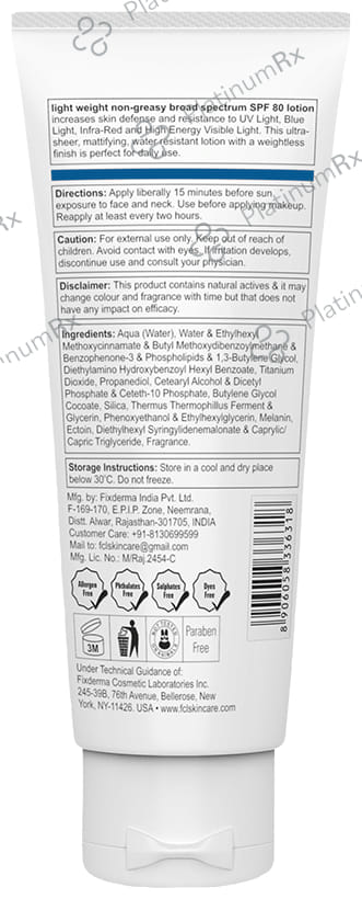 Fixderma FCL Light Weight Non Greasy Broad Spectrum SPF 80 Lotion