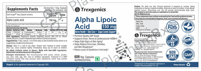 Trexgenics Alpha lipoic Acid Veg Capsule 60s