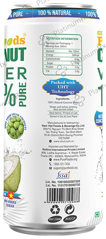 PureFoods 100% Pure Coconut Water - No Added Sugar 500 ml