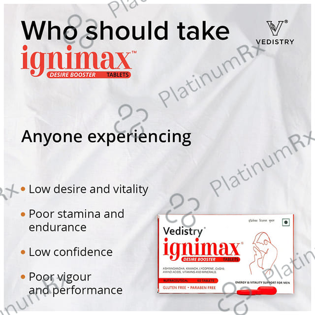 Vedistry Ignimax Desire Booster Tablet Gluten and Paraben Free