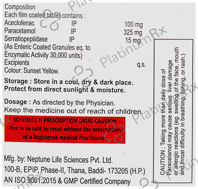 Telenac SP 100/325/15mg Tablet 10s