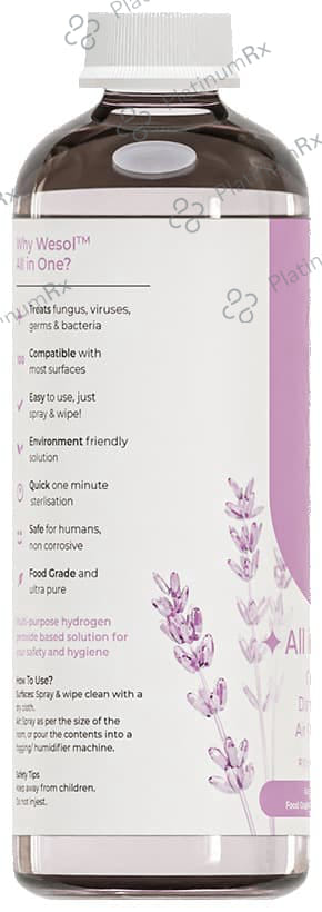 Wesol Food Grade Hydrogen Peroxide 1% All in One Multi Surface Cleaner Liquid, Disinfectant and Air Freshener Rich Lavender