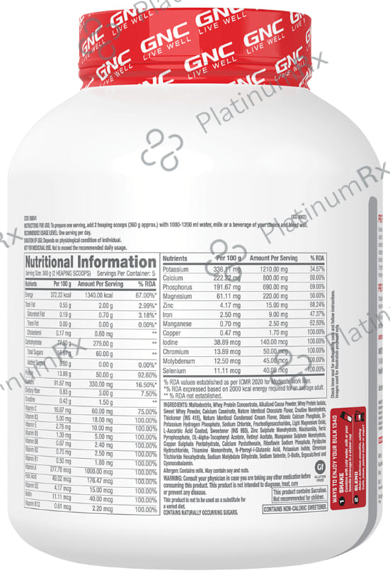 GNC Pro Performance Bulk 1340 Double Chocolate 2 kg