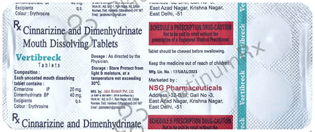 Vertibreck 20/40mg Tablet MD 10s