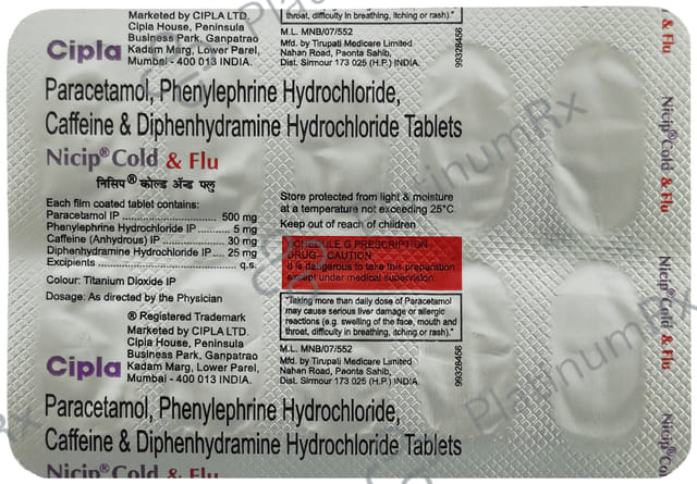 Nicip Cold & Flu 30mg Tablet 10s