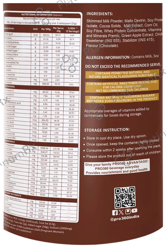 Pro360 Mom Protein Supplement for Pregnancy & Lactation - No Added Sugar - Flavour Swiss Chocolate 200 gm