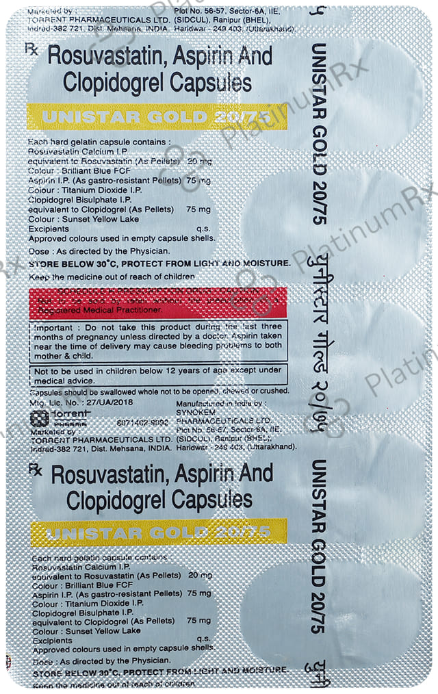 Unistar Gold 20/75/75mg Capsule 10s
