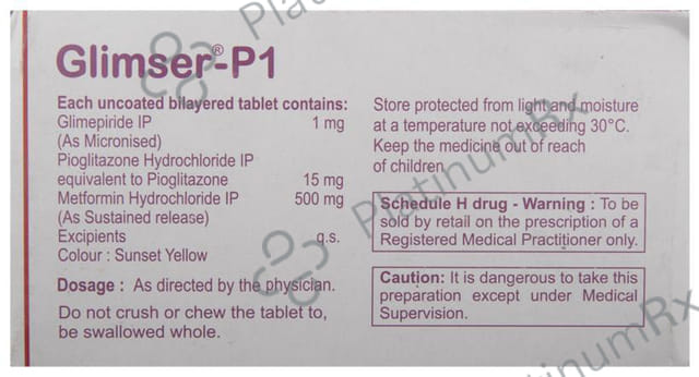 Glimser P1 1/500/15mg Tablet SR 15s