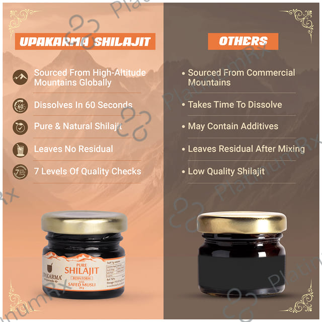 Upakarma Ayurveda Pure Shilajit Resin Form with Safed Musli Performance Enhancer