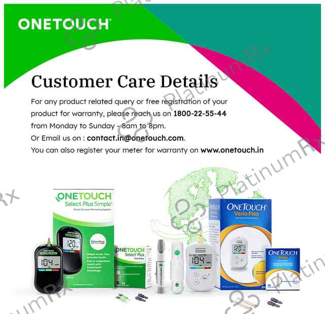 OneTouch Verio Flex Glucometer (10 Test Strips Free) 1Kit