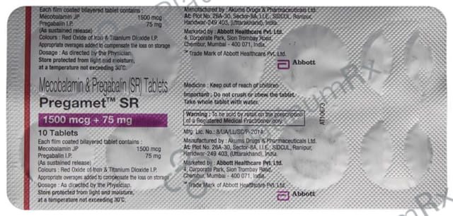 Pregamet 75mg/1500mcg SR Tablet 10s