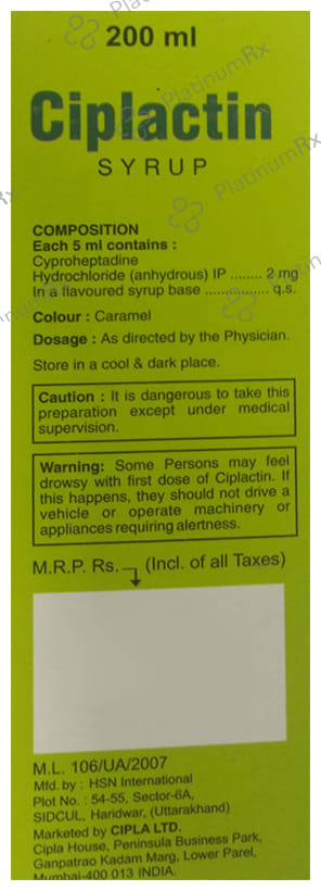 Ciplactin 2mg Syrup 200ml