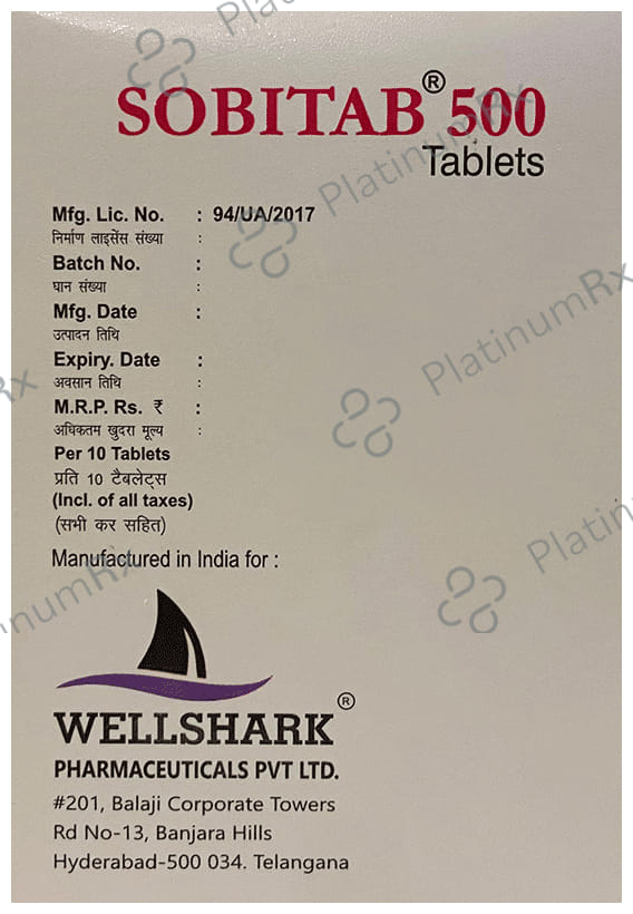 Sobitab 500 Tablet 10 tablets Tablet Wellshark Pharmaceuticals Pvt Ltd
