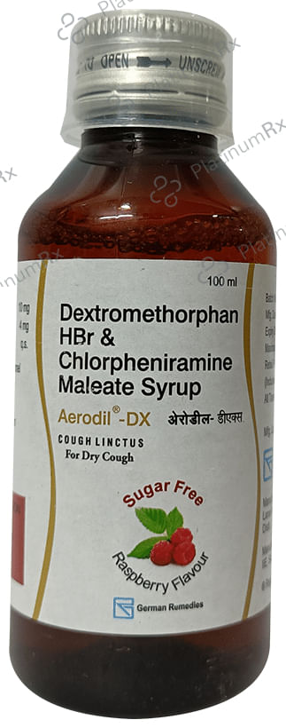 Aerodil DX 4/10mg Syrup Raspberry Sugar Free 100ml