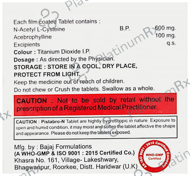Pistabro N 100/600mg Tablet 10s