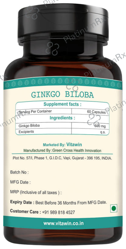 Vitawin Ginkgo Biloba 500mg Vegetarian Capsule