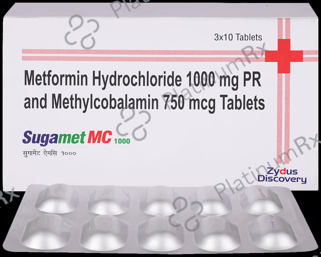 Sugamet MC 1000/750mcg Tablet PR 10s