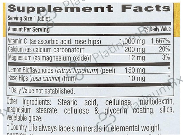 Country Life Buffered Vitamin C 1000mg Tablet 100s