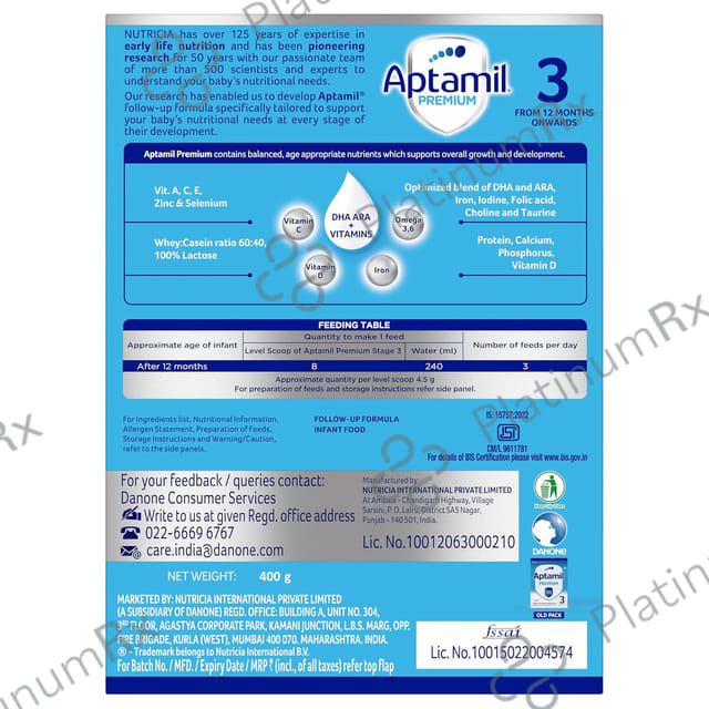 Aptamil Premium 3 Bib Powder 400gm