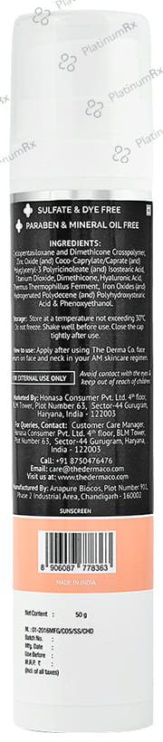 The Derma Co 1% Hyaluronic Tinted Sunscreen SPF 60 PA++++ 30gm