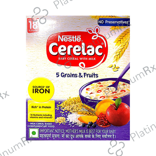 Nestle Cerelac Baby Cereal with Iron, Minerals & Vitamins - From 18 to 24 Months - 5 Grains & Fruits