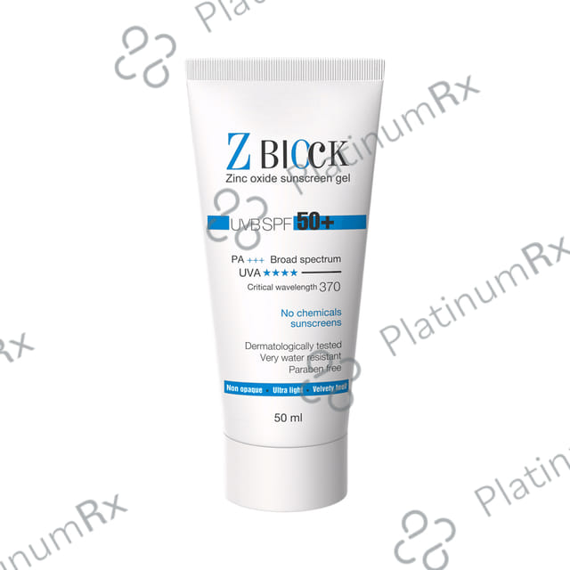 Z Block 25% Zinc Oxide Sunscreen UVB SPF 50+ Gel 50gm
