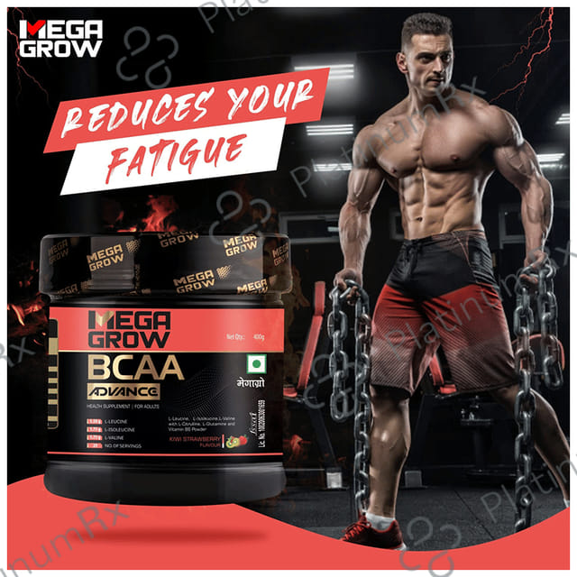 Megagrow BCAA Advance Supplement Powder for Fast Recovery & Muscle Growth Kiwi Strawberry