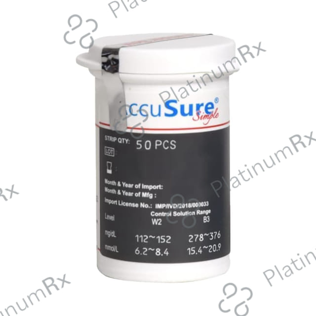 AccuSure Simple Blood Glucose Test Strip (Only Strip) 50 Test