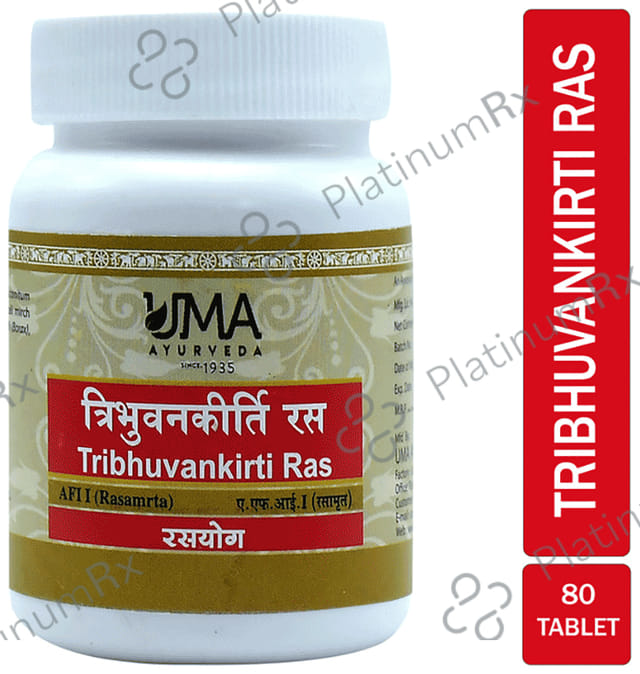 Uma Ayurveda Tribhuvankirti Ras Tablet 80 tablets