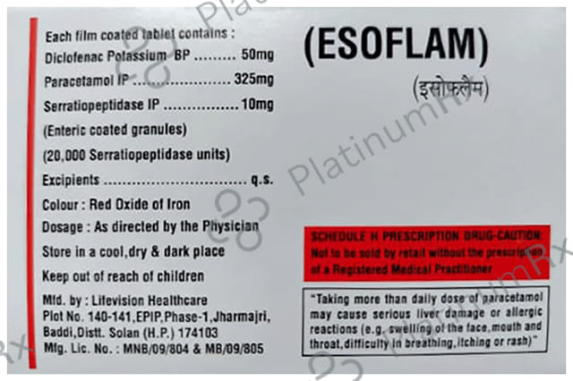 Esoflam 325/10/50mg Tablet 10s