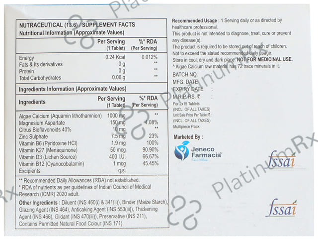 Calquadd Plant Based Clacium Tablet