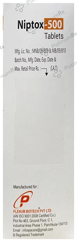 Niptox 500/10mg Tablet 15s