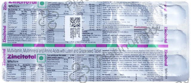 Zincitotal 100/5/450mg Tablet 15s