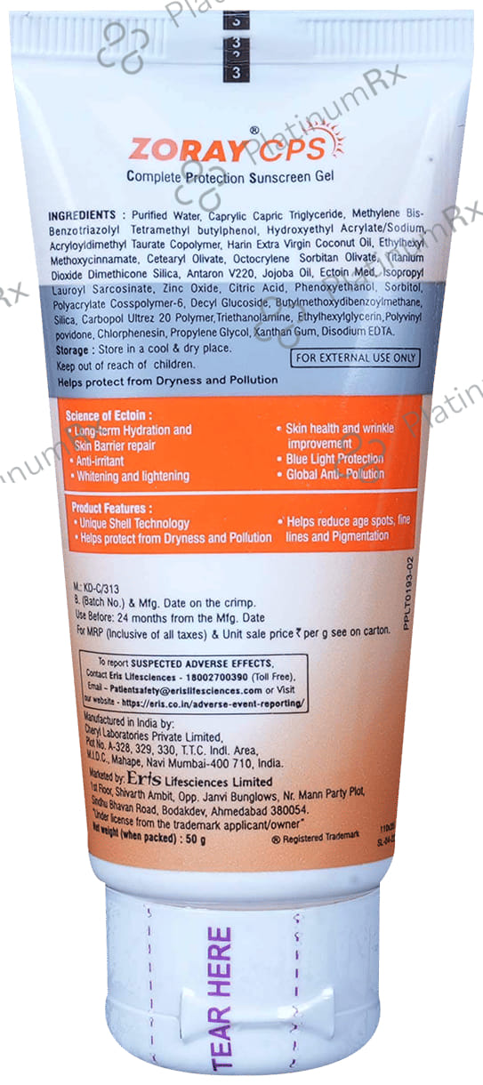 Zoray CPS Complete Protection Sunscreen SPF 50 PA+++ Gel 50gm
