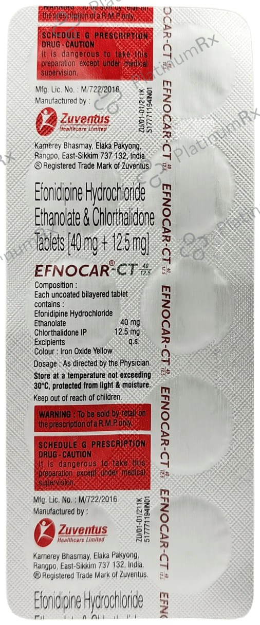 Efnocar-CT 40/12.5mg Tablet 10s