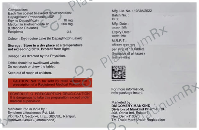 Sglt D M 10/500mg Tablet 10s