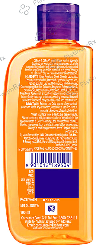 Clean & Clear Foaming Face Wash 100ml