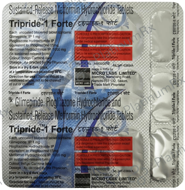 Tripride Forte 1/1000/15mg Tablet SR 15s