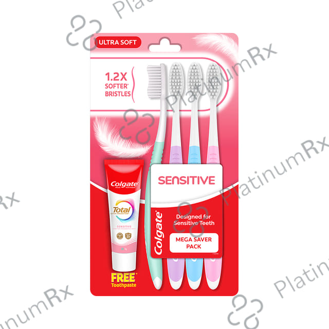Colgate Gentle Sensitive Ultrasoft Toothbrush with 20gm Total 12 Toothpaste Free