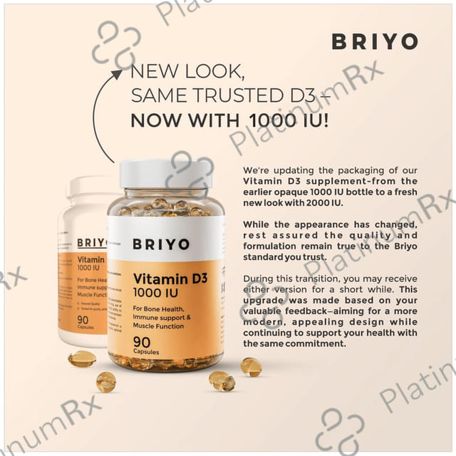 Briyo Vitamin D3 1000IU Softgel 90s