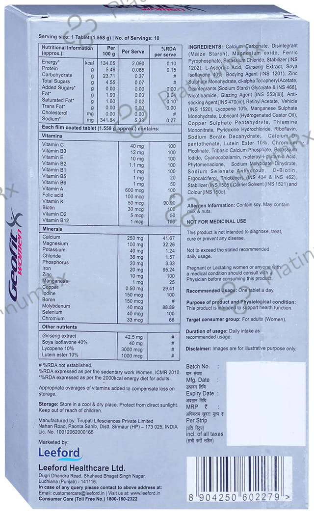 Geofit Women Tablet 10s