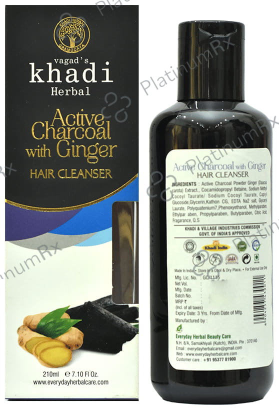 Vagad's Khadi Herbal Hair Cleanser Active Charcoal with Ginger