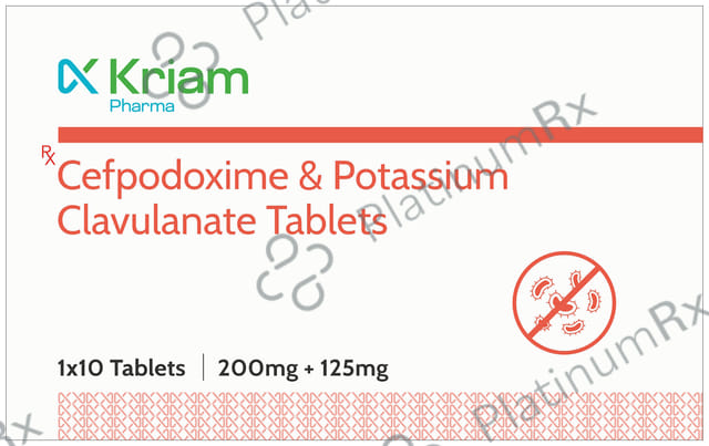 Kriam Pharma Cefpodoxime & Potassium 200/125mg Clavulanate Tablet 10s
