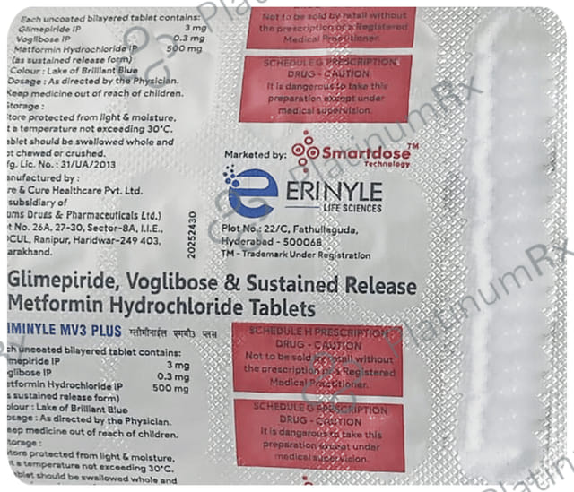 Gliminyle MV 3/500/0.3mg Plus SR Tablet 15s