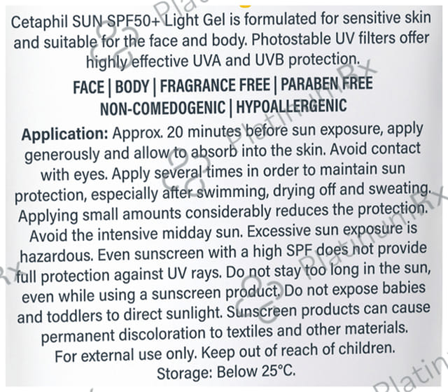 Cetaphil Sun Light Sunscreen SPF 50+ Gel 50ml