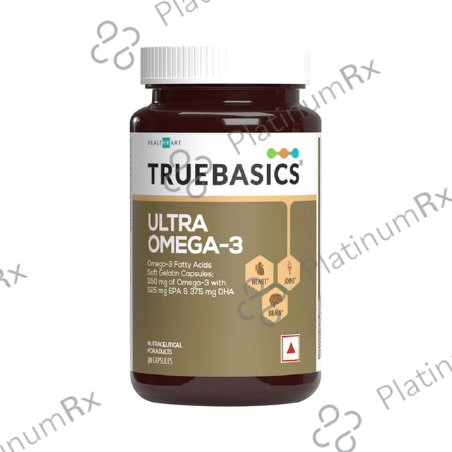 TrueBasics Ultra 1250mg Omega 3 with EPA & DHA for Heart, Joints & Eyes Health - Soft Gelatin Capsule 30 capsules